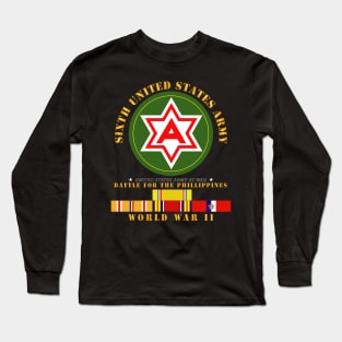 6th United States Army - Battle of Phil - WWII w PAC SVC Long Sleeve T-Shirt